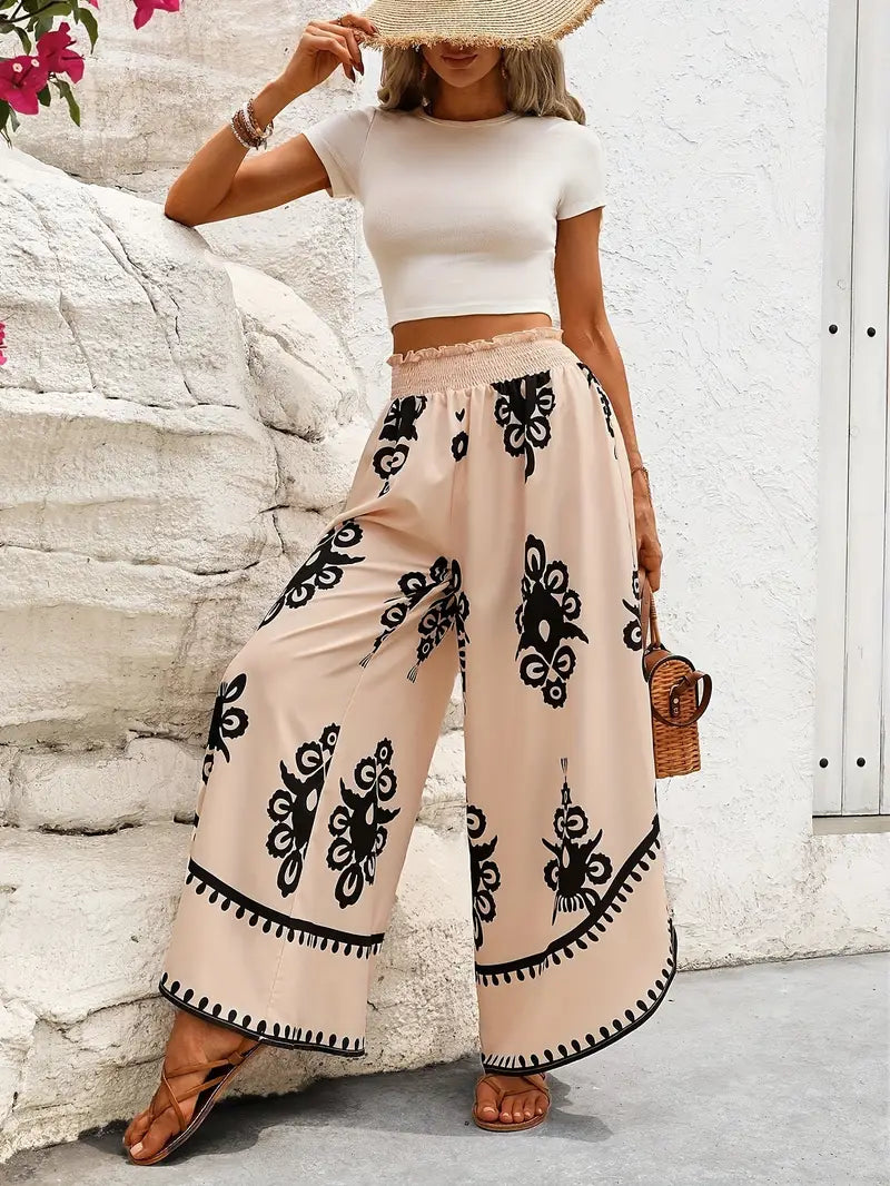 ASSUNTA–PANTALÓN ANCHO CON ESTAMPADO TRIBAL