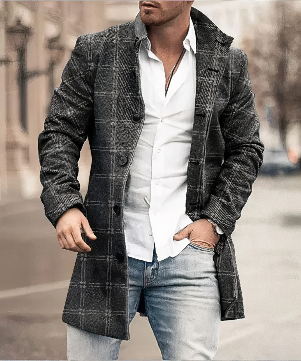 Elías - Trench coat grueso y cálido para hombre, elegante y con estilo