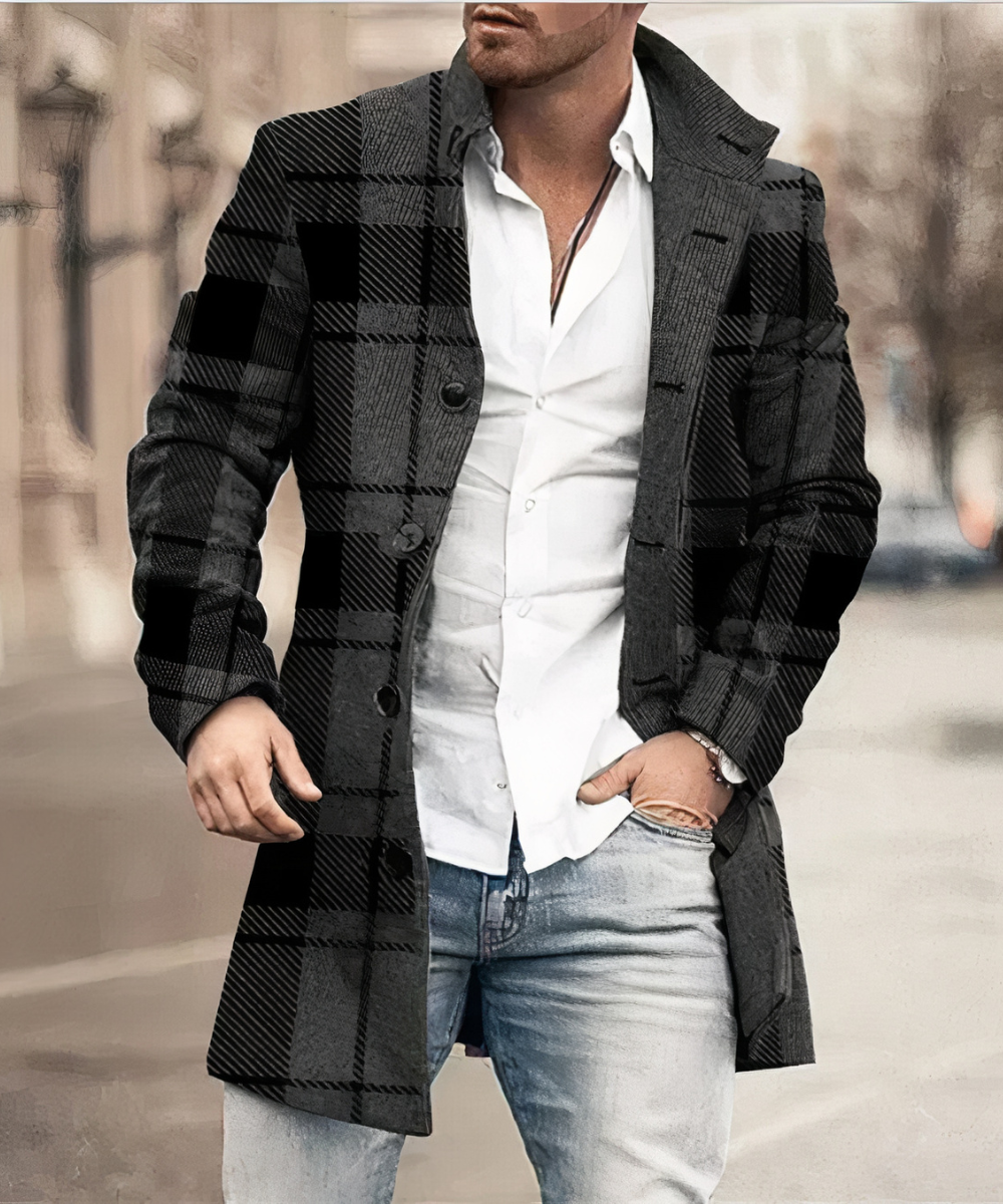 Elías - Trench coat grueso y cálido para hombre, elegante y con estilo