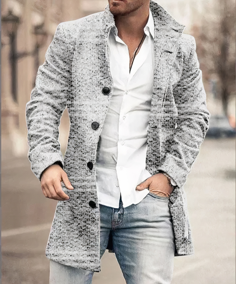 Elías - Trench coat grueso y cálido para hombre, elegante y con estilo