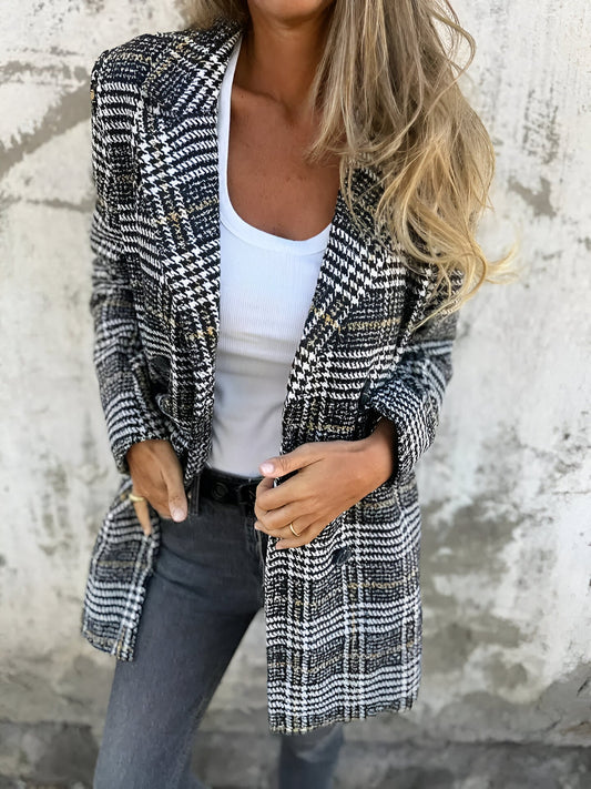 MARÍA - BLAZER CLÁSICO DE CUADROS DE SOLAPA