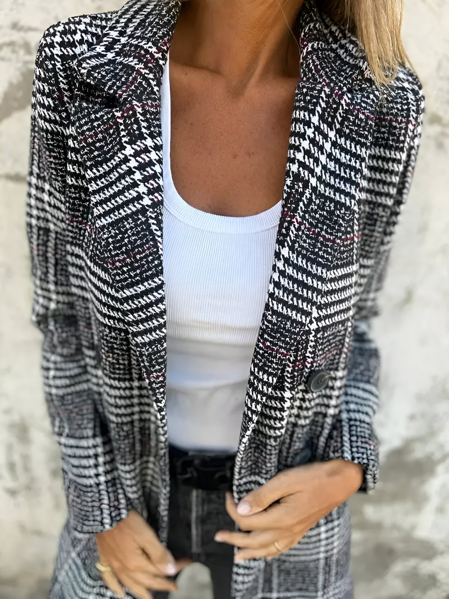 MARÍA - BLAZER CLÁSICO DE CUADROS DE SOLAPA