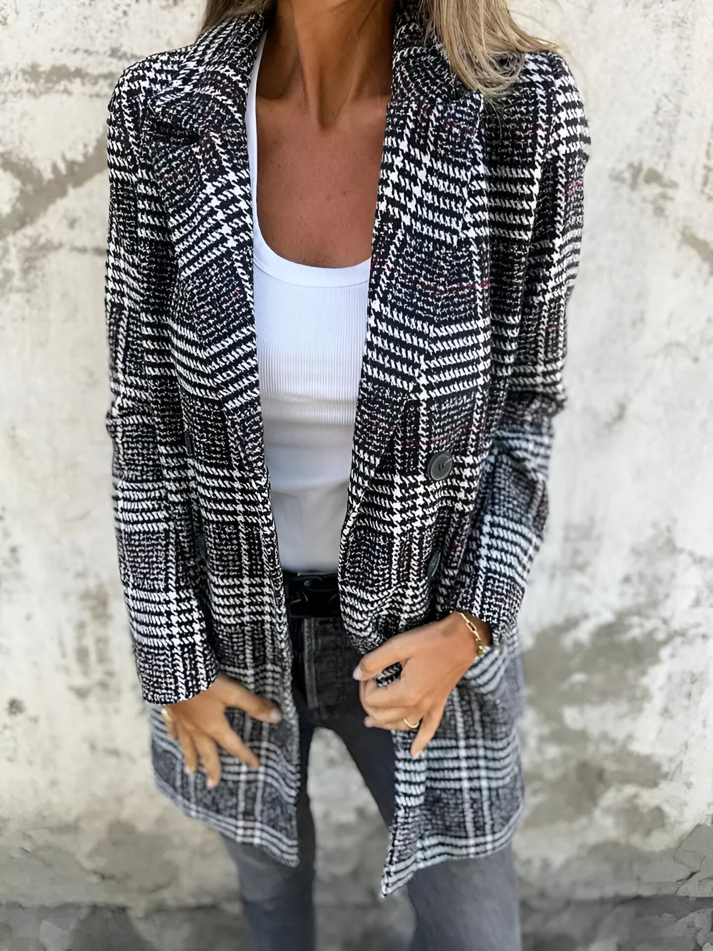 MARÍA - BLAZER CLÁSICO DE CUADROS DE SOLAPA